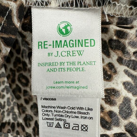 Re-Imagined by J. Crew Size XXL Long Sleeve Ruffle Neck Top‎ Leopard Print Brown - Picture 4 of 5